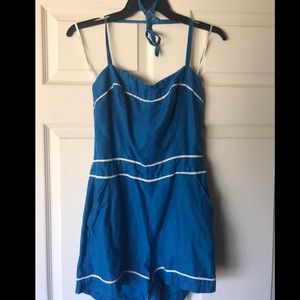 Turquoise and White Romper